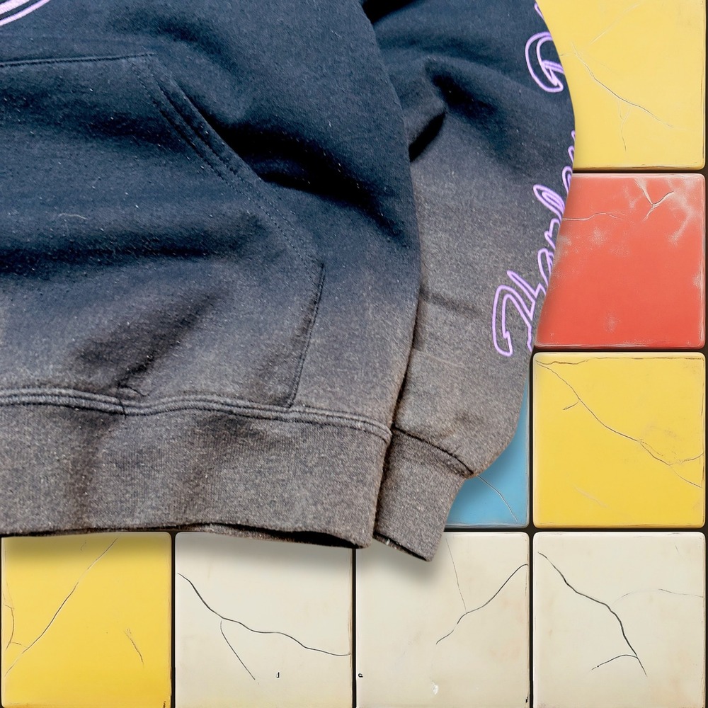 VTG Harley Davidson Faded Hoodie Sweatshirt Y2K Woman S Black‎ Purple Pullover - Picture 10 of 13